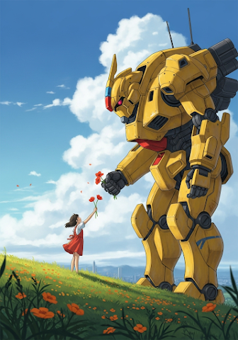 Giant Yellow Robot and Little Girl