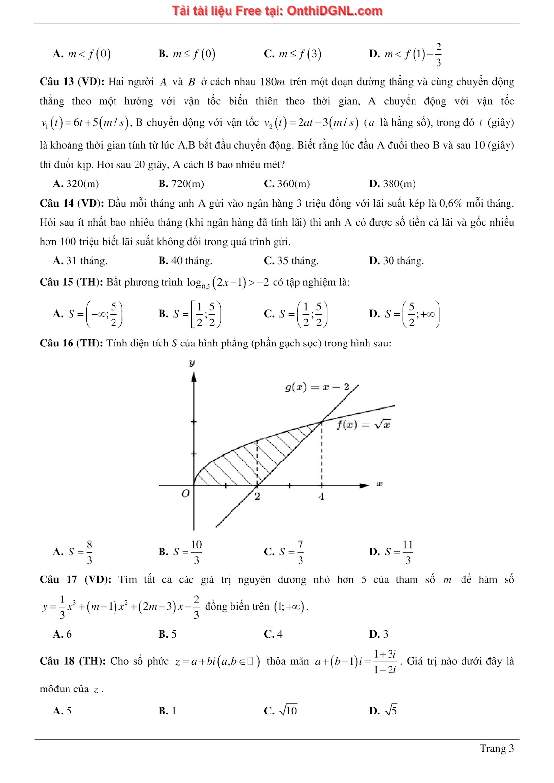 1300 bài tập môn Toán - Ôn thi ĐGNL ĐHQG Hà Nội Phần 11