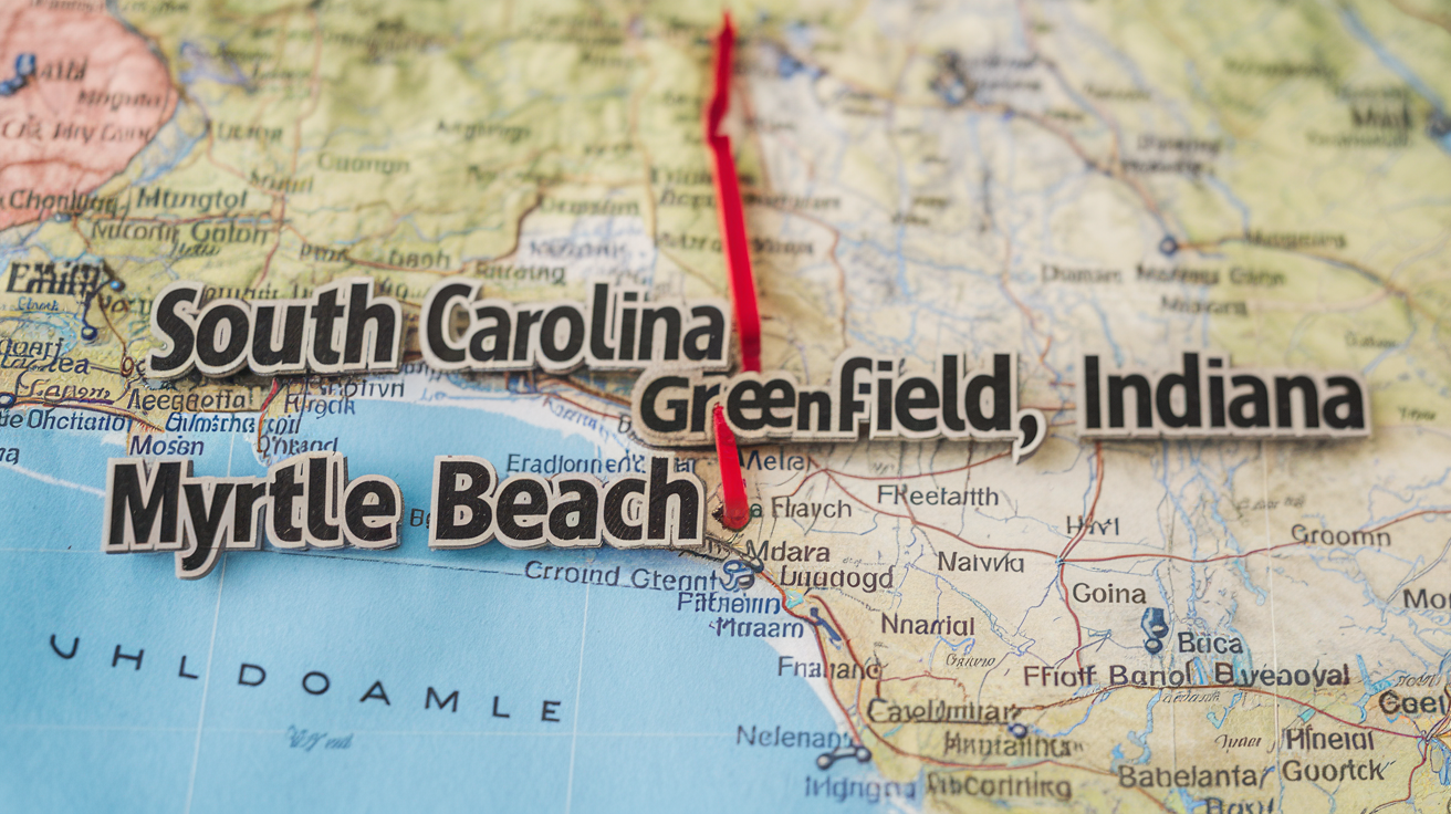 Distance from Myrtle Beach to Greenfield, Indiana