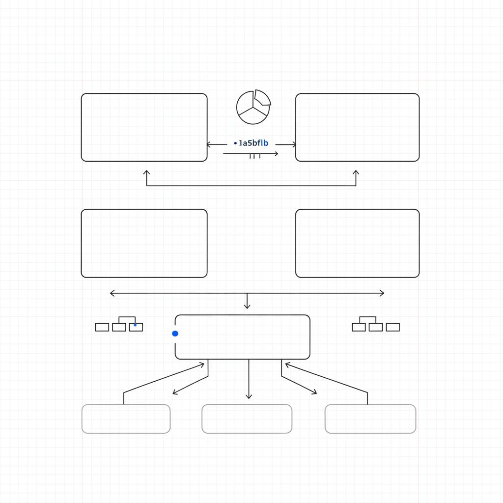 Notebook-style vector of a multi-market campaign workflow: boxes for planning, creative, commerce integration and reporting. big 6 digital marketing agencies
