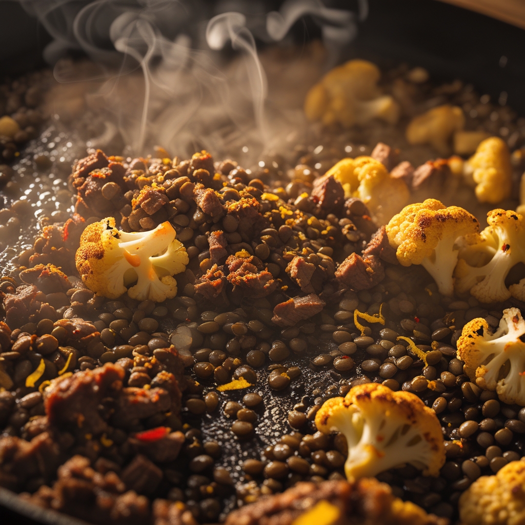 Berbere-Spiced Lamb & Lentil Power Skillet with Golden Cauliflower