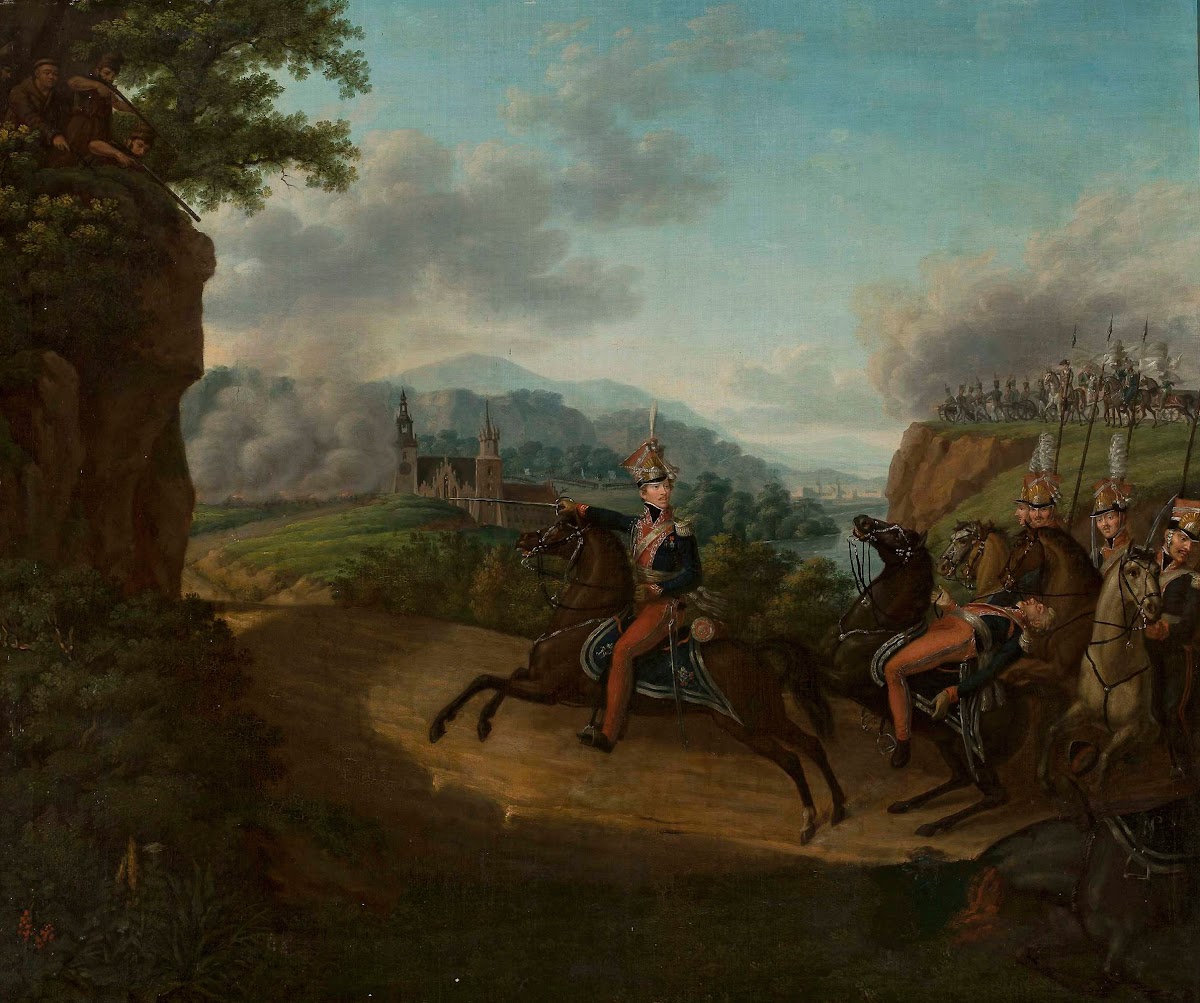 Kozietulski leading a squadron in the Somossiera Gorge 1818