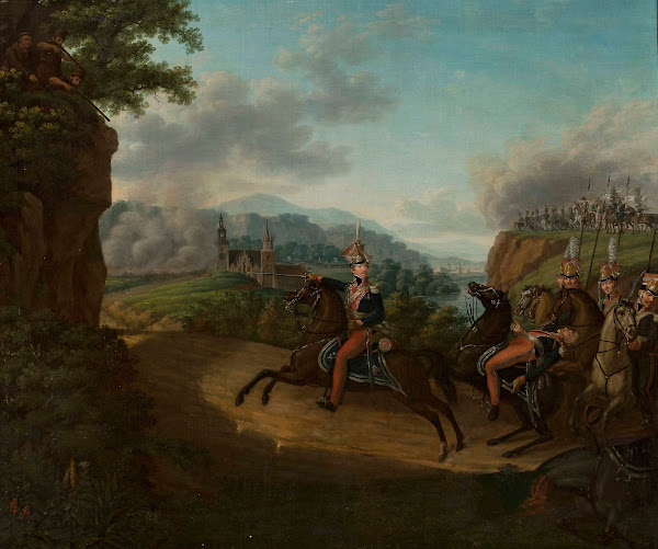 Kozietulski leading a squadron in the Somossiera Gorge 1818