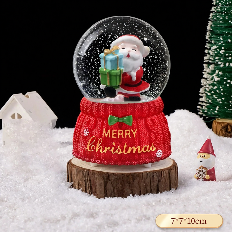Snow globe music box with lighting and snow effect