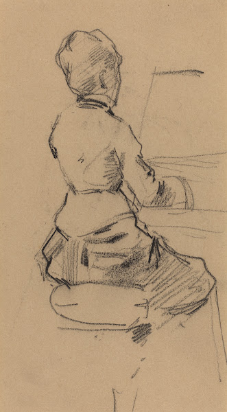 Young Woman Seated at a Piano verso c 1890