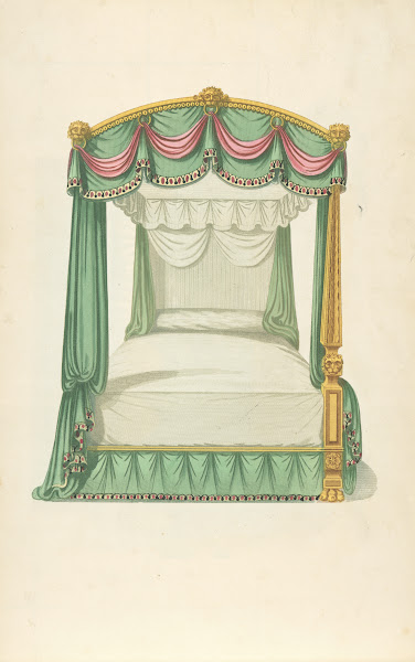 Canopy bed with green drapery 1805   1806
