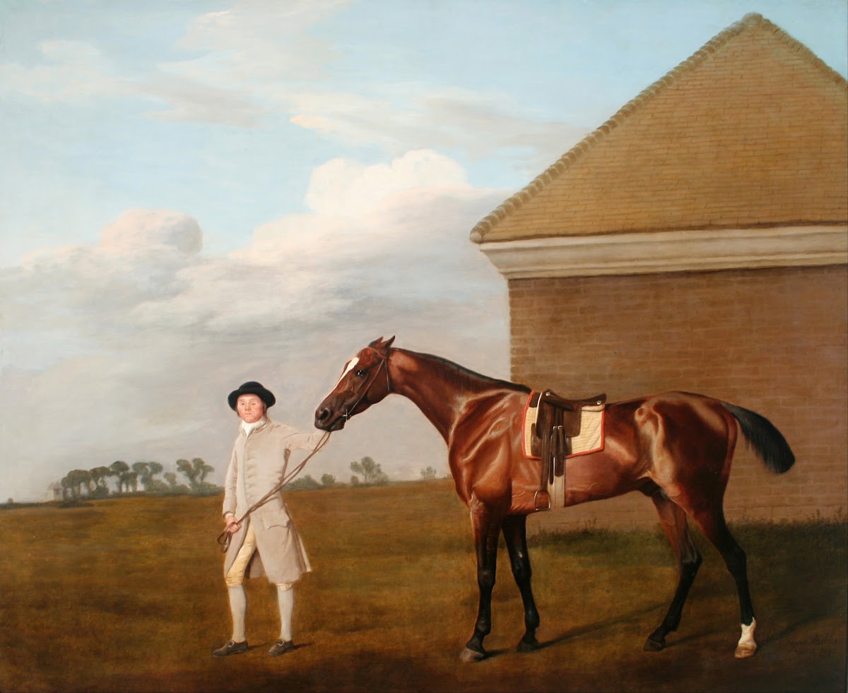 Firetail with his Trainer by the Rubbing Down House on Newmarket Heath 1773