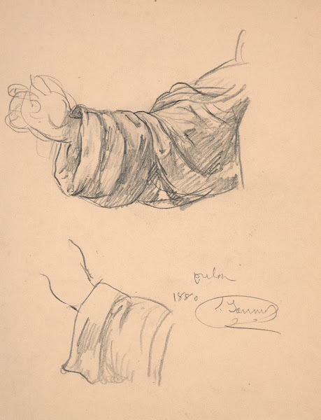 Study of Saint Dominics sleeves drapes for Le Rosaire 1880