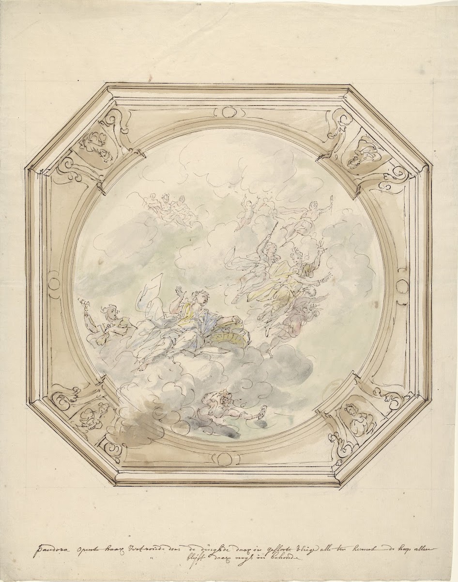 Ontwerp voor een plafondschildering met de doos van Pandora 1677   1755