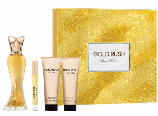 ESTUCHE PARIS HILTON GOLD RUSH MUJER 4PZS 100ML EDP + 6ML + GEL DE BAÑO + CREMA