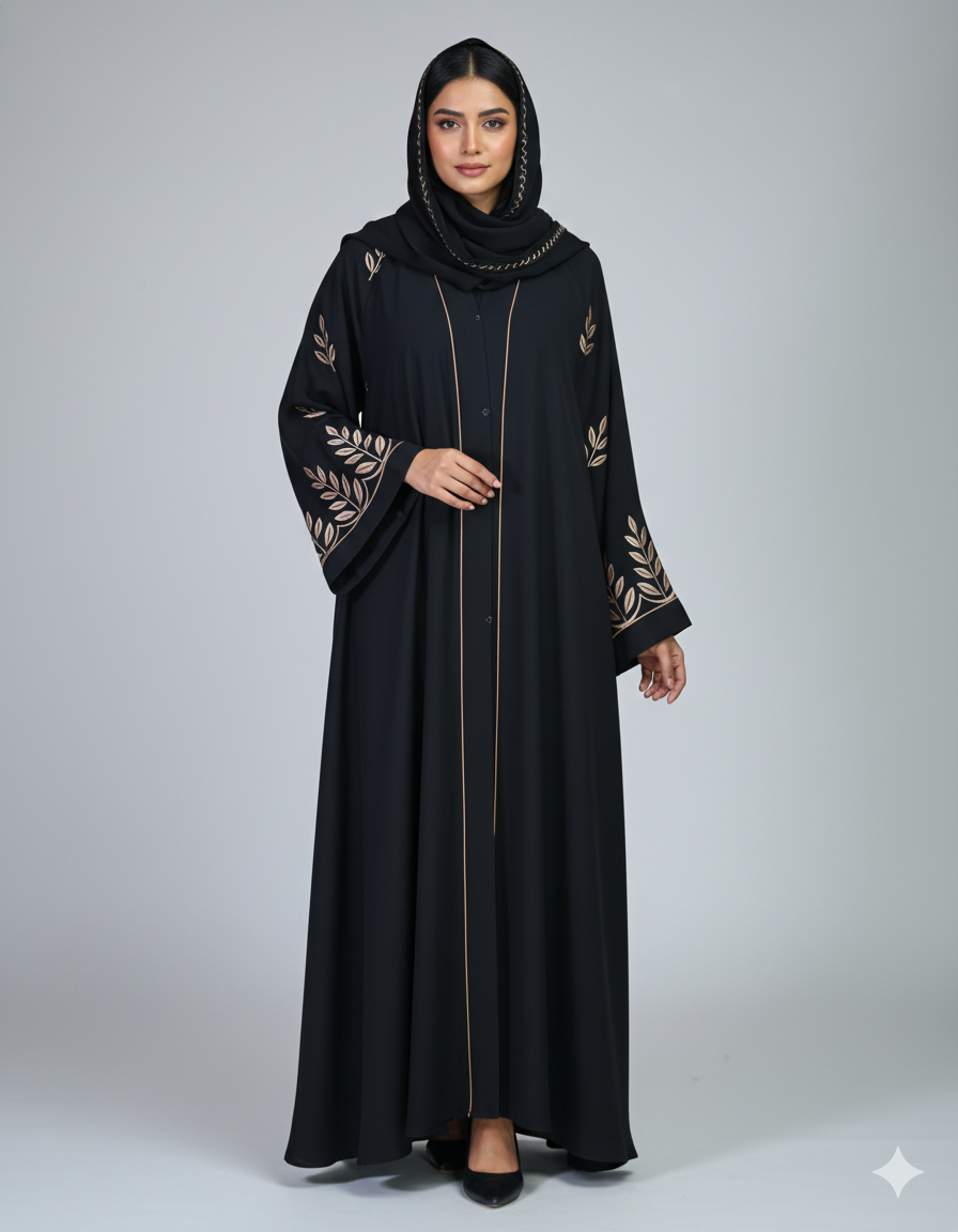 Embroidered Black Abaya