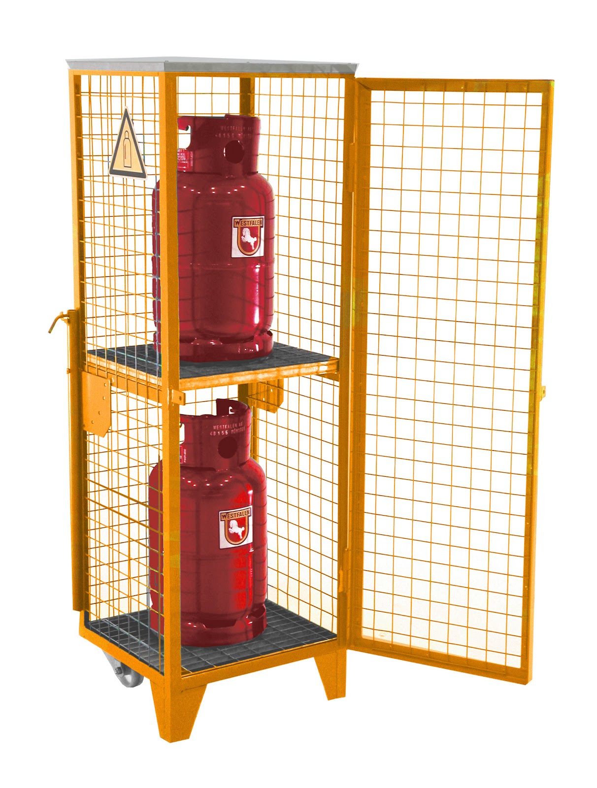 Gasflessen-depot GFD-R 2, gelakt, Geeloranje