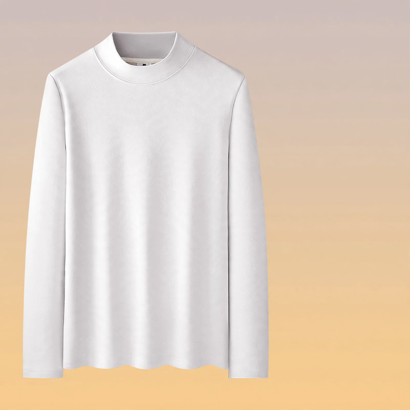 Men's long-sleeve shirt, lined, with stand-up collar