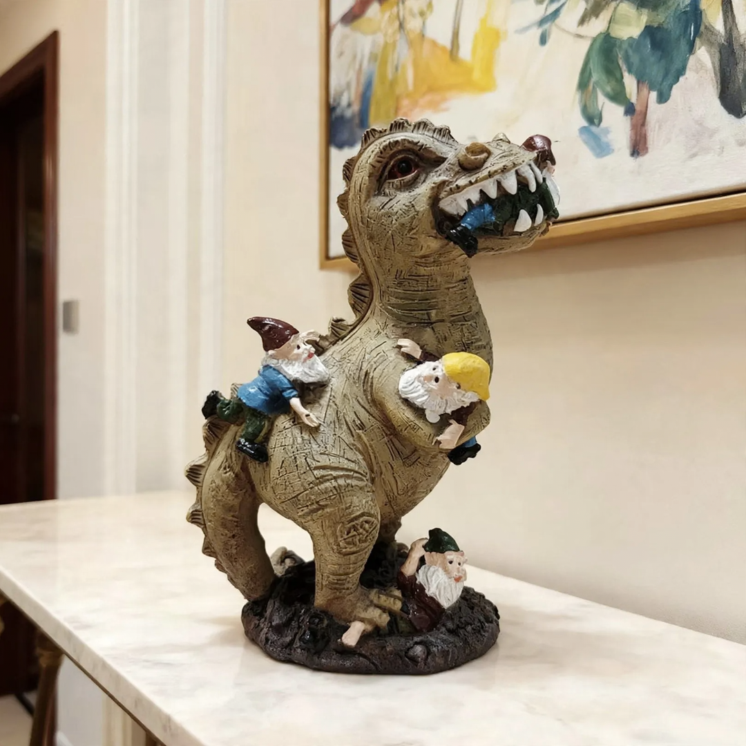 Dekorative Wichtel-Figuren mit Tieren aus Kunstharz
