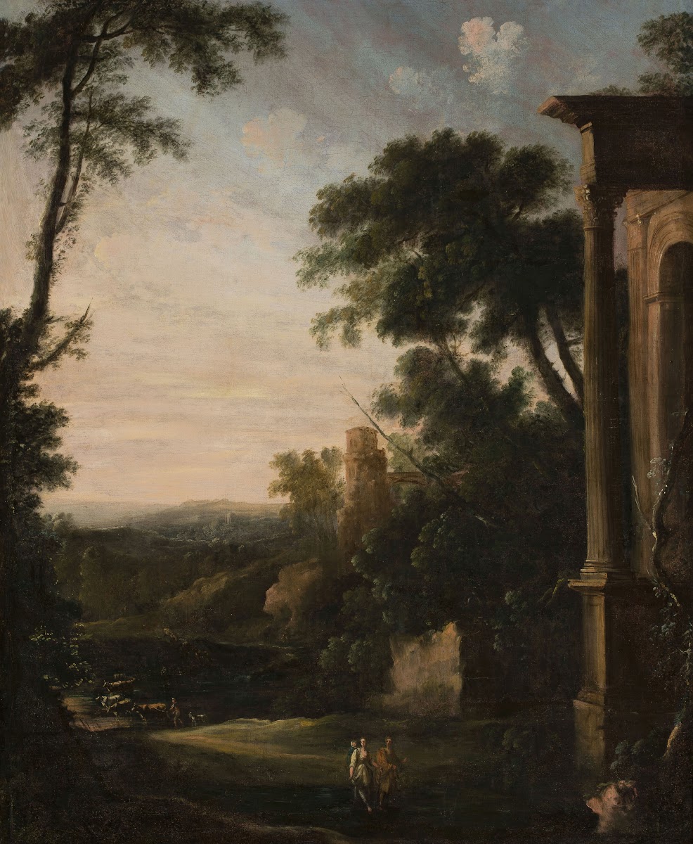 Landscape with architecture and staffage 1700 1707