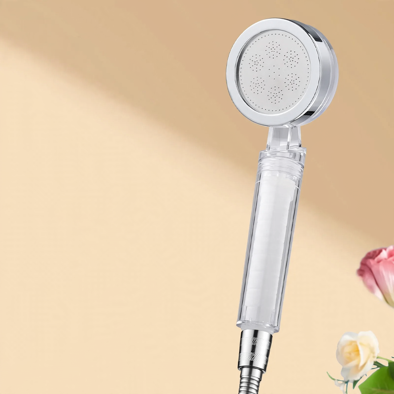 Handheld shower with filter and pressure booster