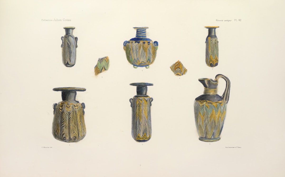 Collection Julien Greau Verrerie antique emaillerie et poterie appartenant a M J