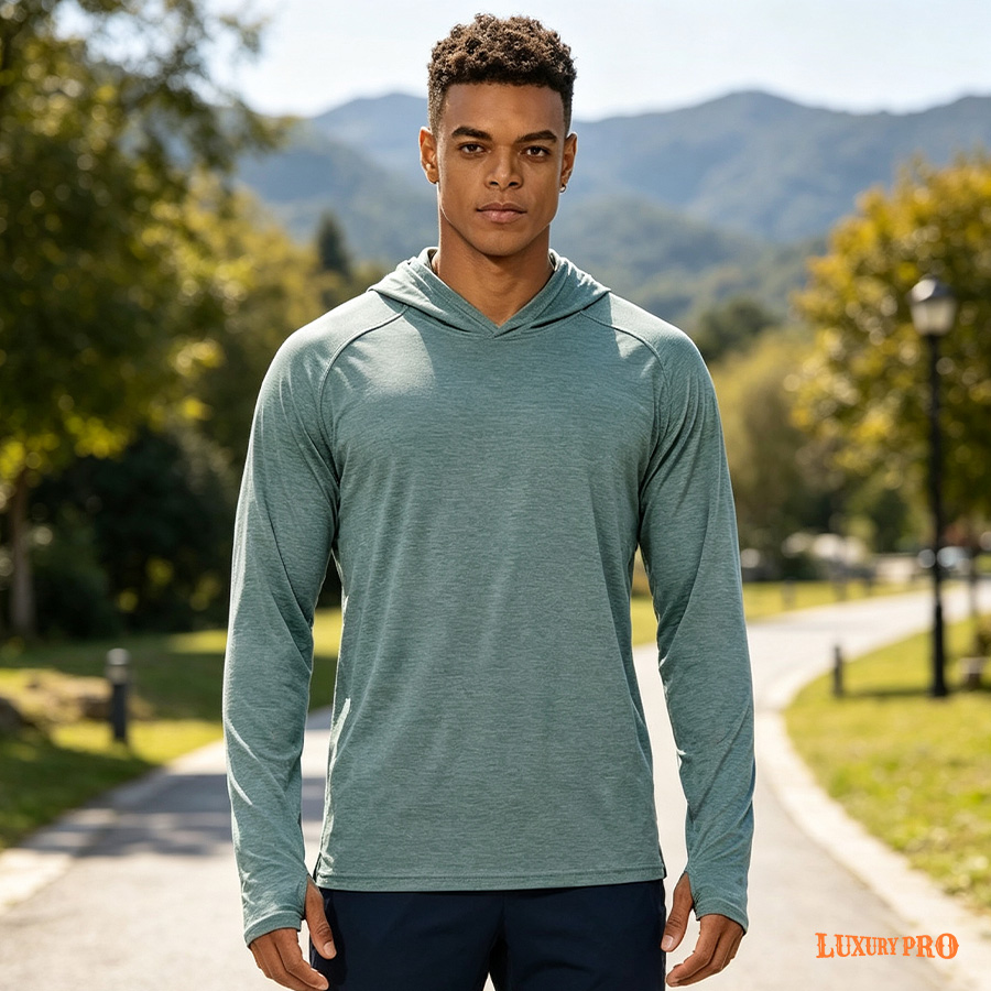 AOP ECL Raglan‑Sleeve 3‑Panel Hooded T‑Shirt‑Cotton‑Like Fabric