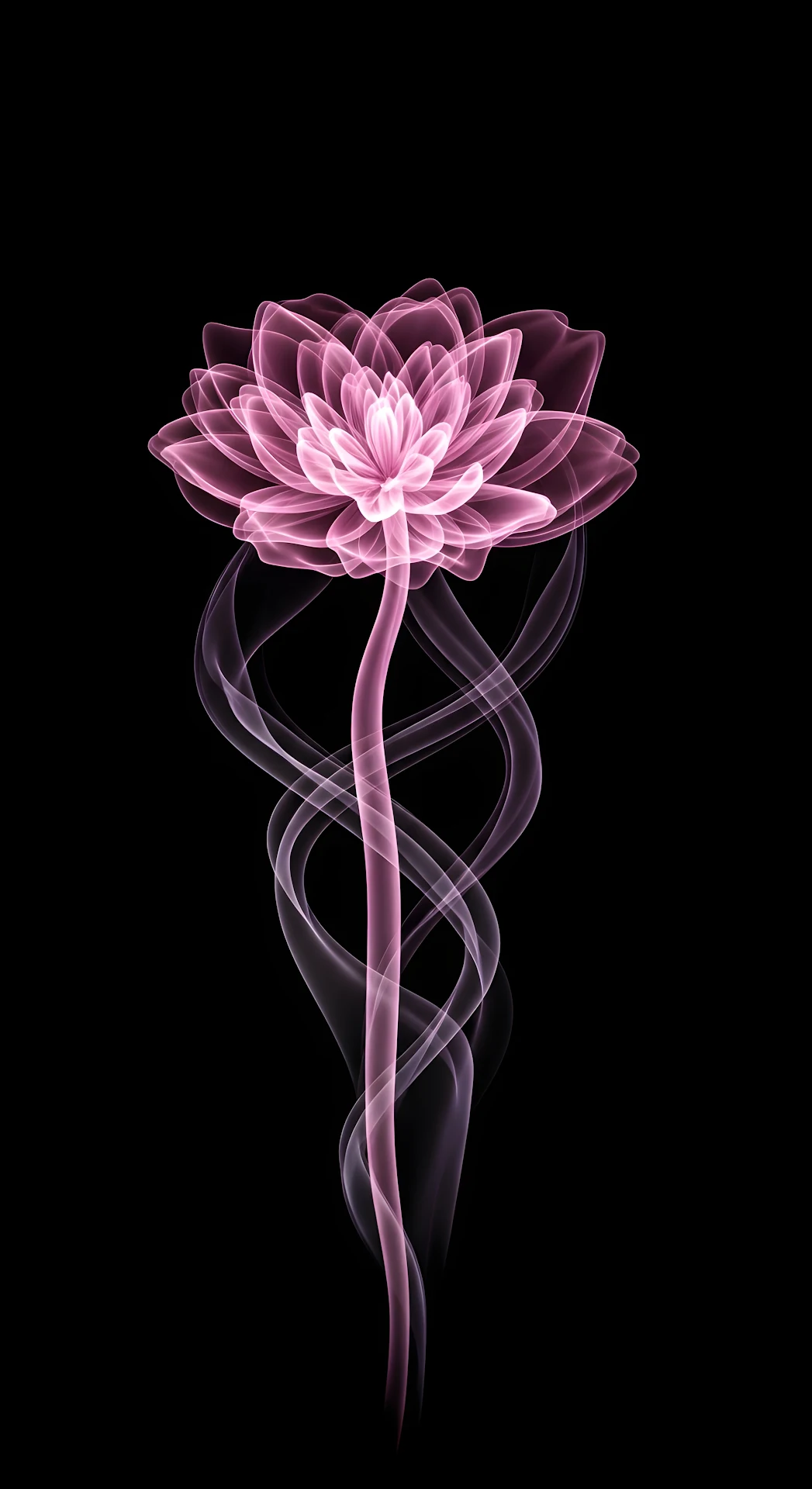 Abstract Dark Photography of an Ethereal Pink Flower Formed from Swirling Smoke - Free 4K mobile Wallpaper