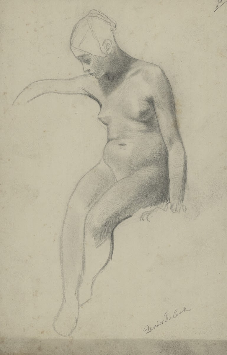 Academic nude of a seated woman 19th century