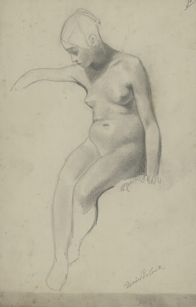 Academic nude of a seated woman 19th century