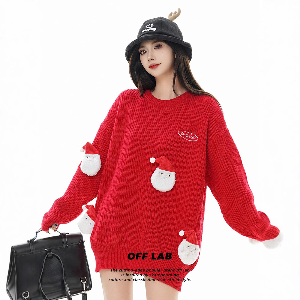Retro Christmas sweater for couples, thickened