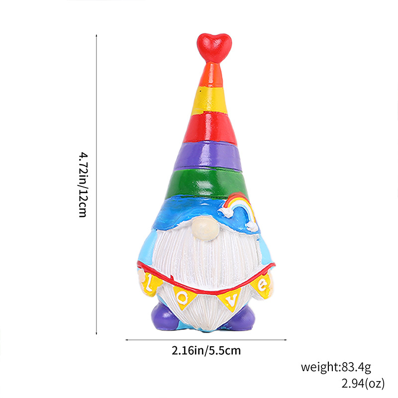 Rainbow Gnome made of resin