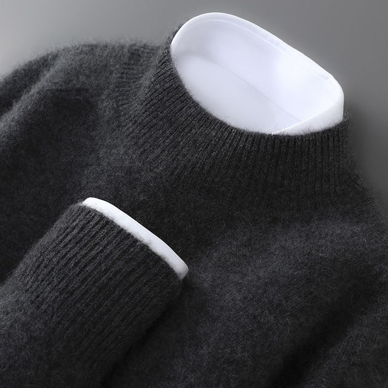 Men's Sweater with Stand-Up Collar made of 100% Wool