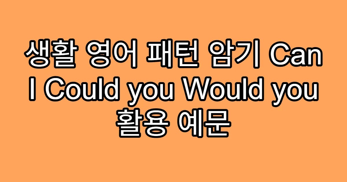 생활 영어 패턴 암기 Can I Could you Would you 활용 예문