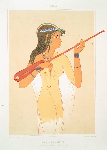 Peinture joueuse de mandore nécrolpole de Thèbes  XVIIIe dynastie 1878