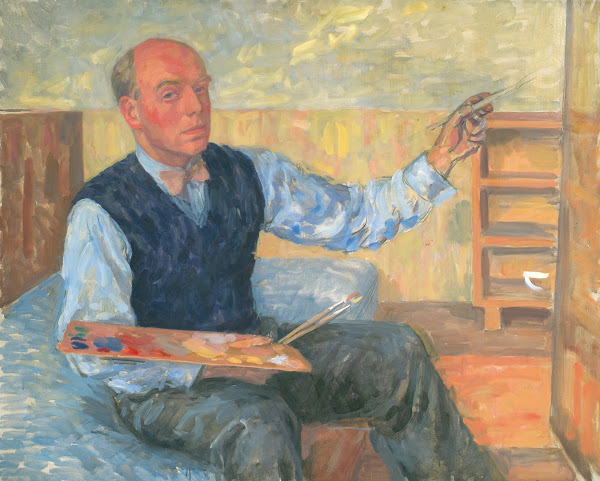 Selbstporträt mit Palette und Pinsel 1930