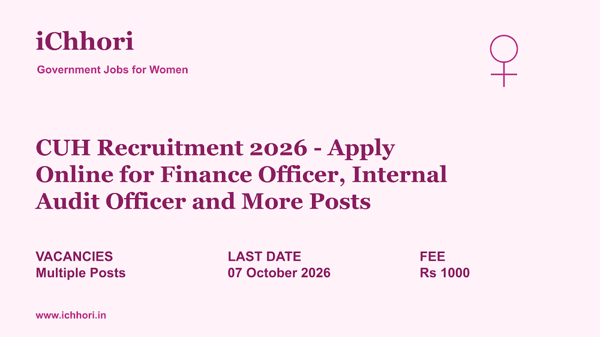 CUH Recruitment 2026 - Apply Online for Finance Officer, Internal Audit Officer and More Posts - iChhori