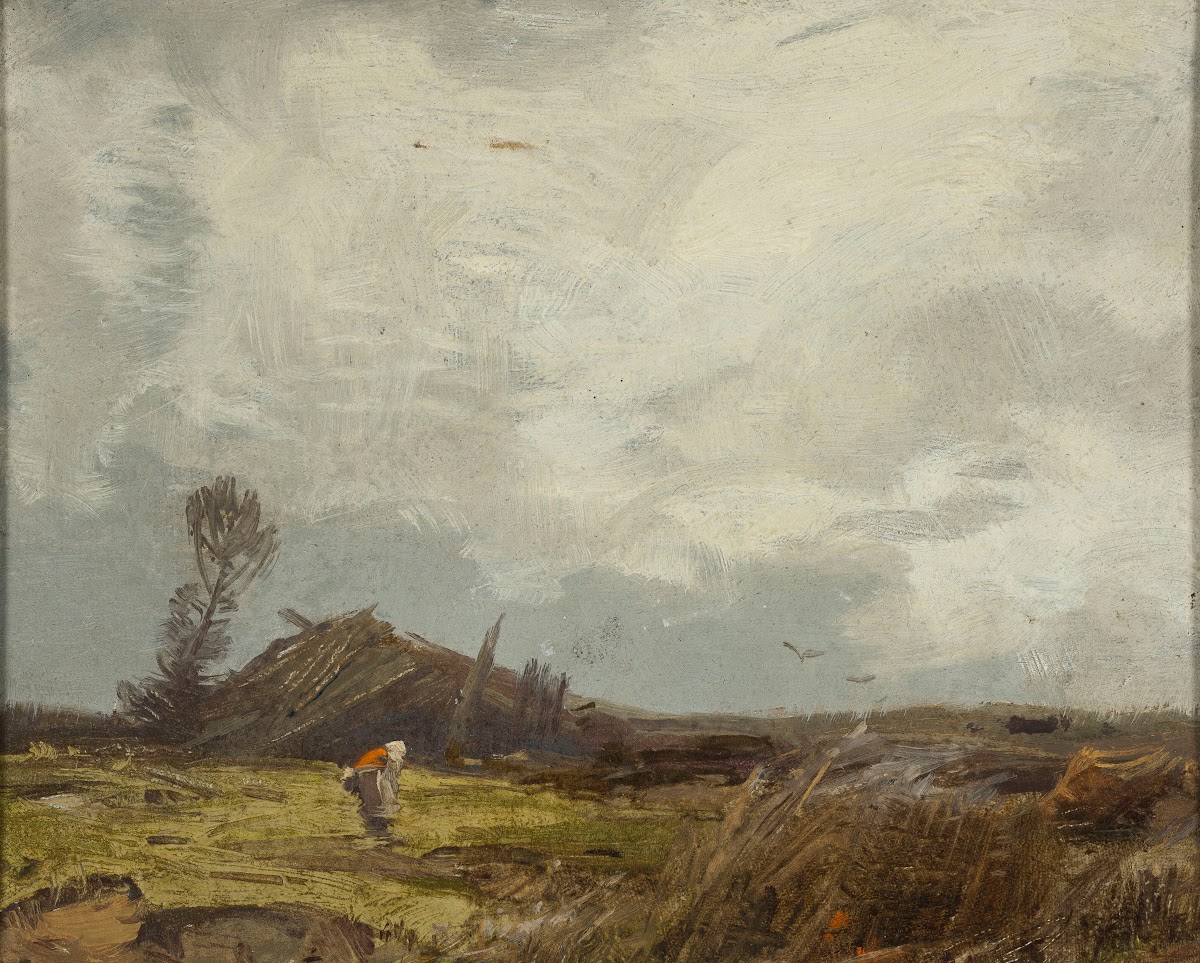Countryside landscape with a hut between 1890 and 1900