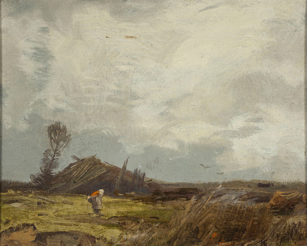 Countryside landscape with a hut between 1890 and 1900