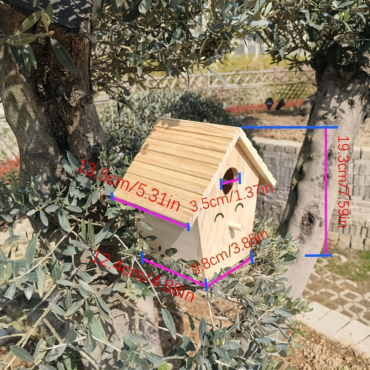 Untreated solid wood birdhouse
