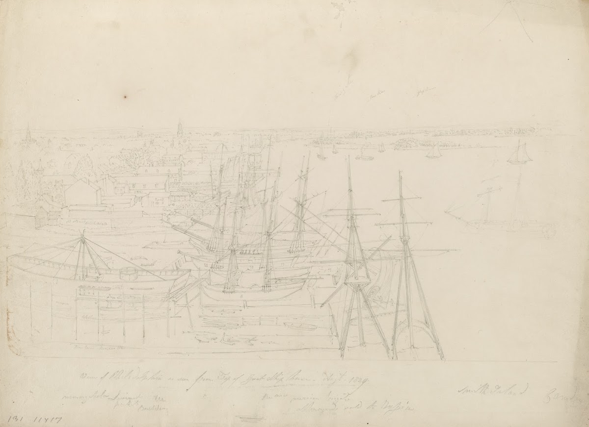 View of Philadelphia as seen from top of Great Ship House 1829