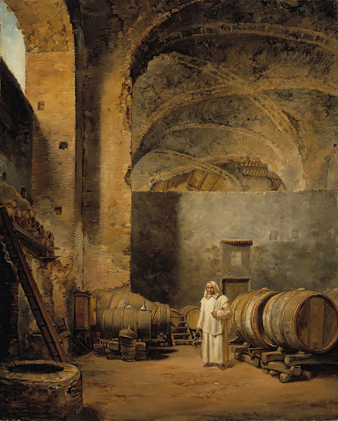 A Monk In A Ruin Which Has Been Made Into A Wine Cellar 1823