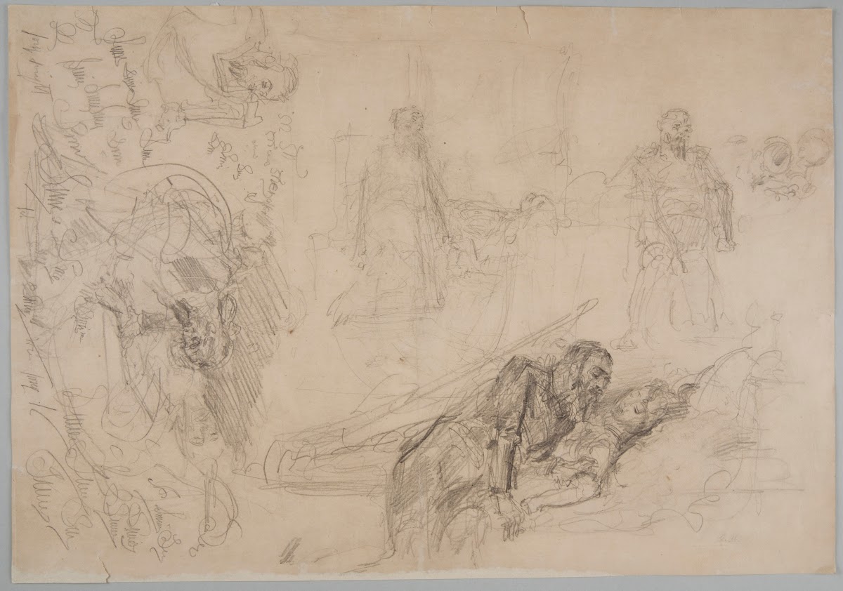 Szkice do obrazu Śmierć Królowej Barbary 1888 1889