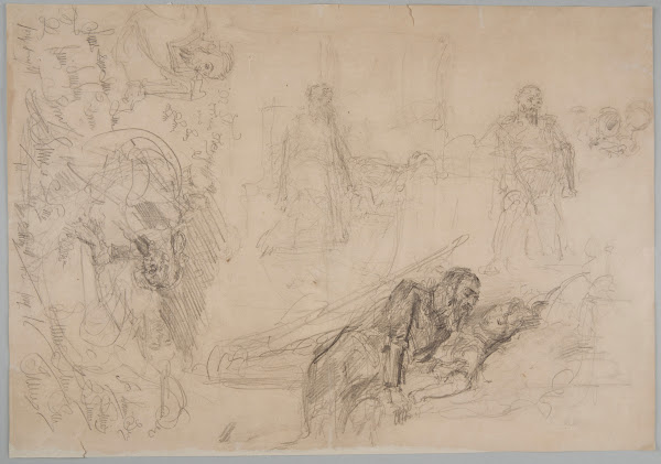 Szkice do obrazu Śmierć Królowej Barbary 1888 1889
