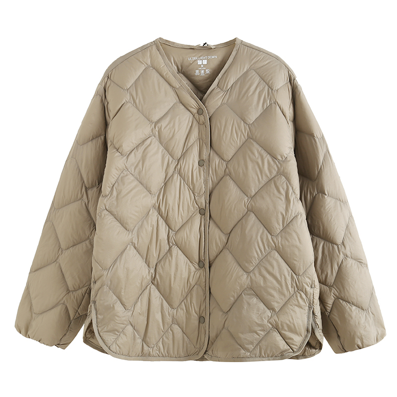 Lightweight down jacket with V-neck for men and women
