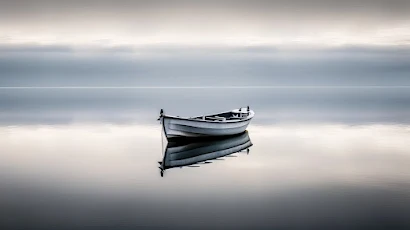 Ai Art, Lake, Boat, Calm, Water 4K Wallpaper Background