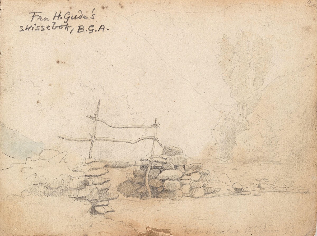 Hurrungene detalj fra Fortunsdalen 1843