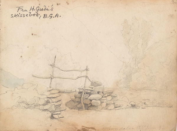 Hurrungene detalj fra Fortunsdalen 1843