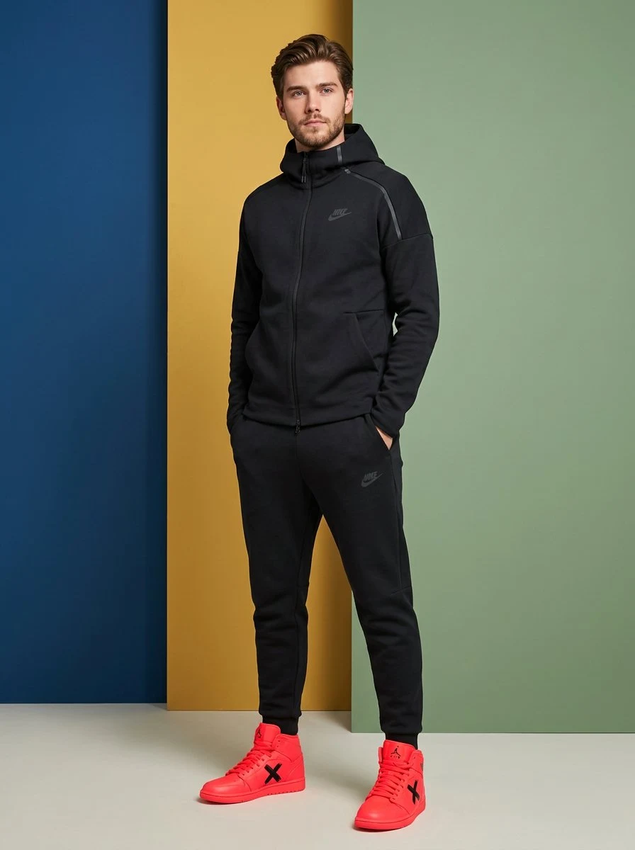 Hombre seguro de sí mismo con un look deportivo a la moda.
