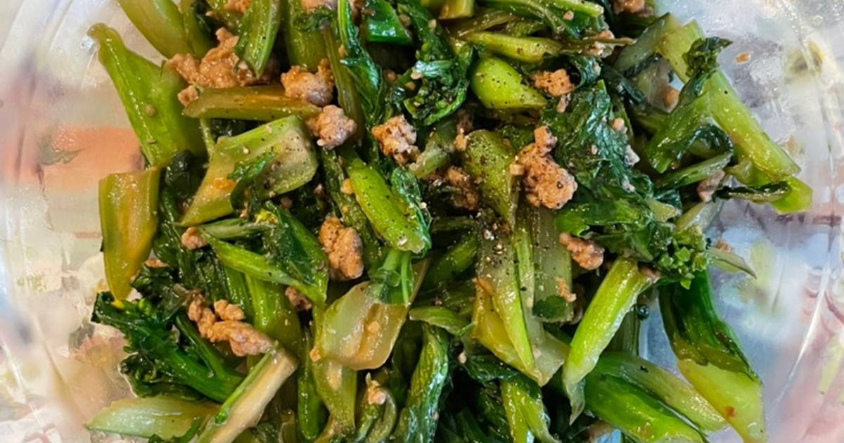 Cải xanh xào thịt nạc