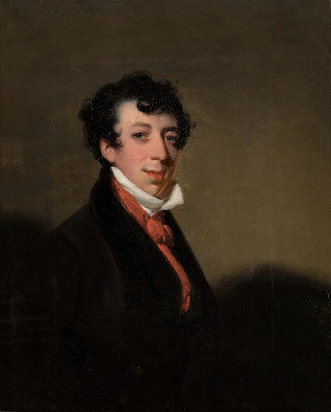 Portrait of a gentleman wearing abrown coat and red cravat