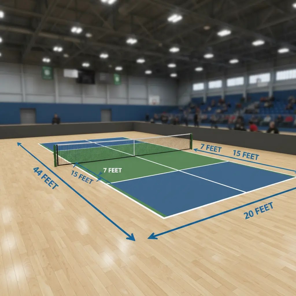 Berapa dimensi lapangan pickleball indoor