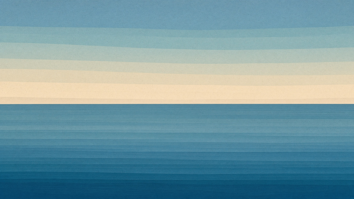 An open sky above but nothing except water below on the morning of day three (Genesis 1:8-9) — Origin Bible free Bible image