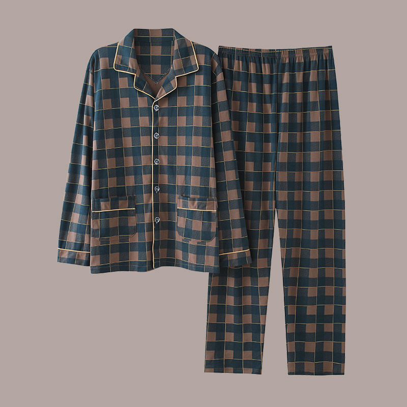 Men's Pajama Set, Cotton, Long Sleeve, Checked