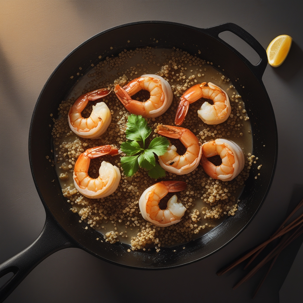 Final Coconut Curry Shrimp & Quinoa Skillet with Crispy Chickpeas